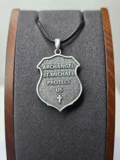 Saint Michael Archangel Shield Amulet in 925 Sterling Silver