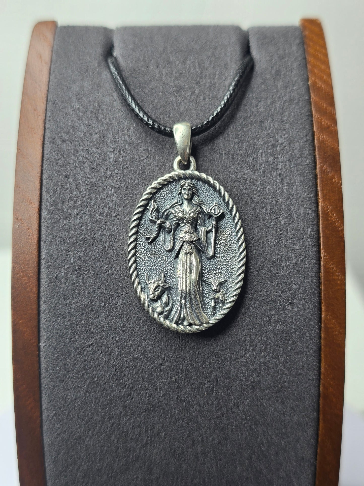 Brigid Goddess Pendant in 925 Sterling Silver with Brigid’s Cross
