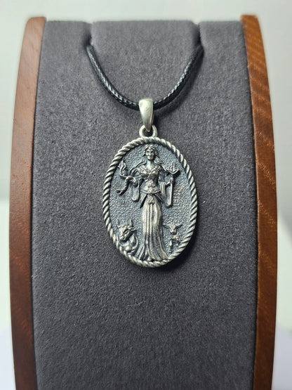 Brigid Goddess Pendant in 925 Sterling Silver with Brigid’s Cross