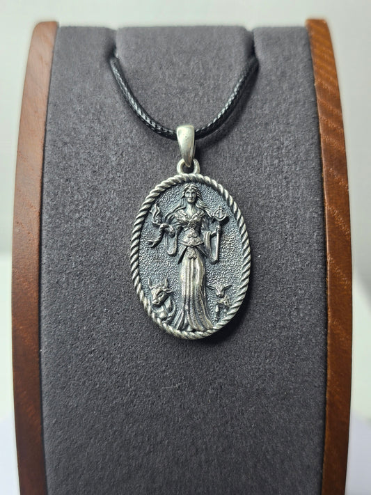 Brigid Goddess Pendant in 925 Sterling Silver with Brigid’s Cross