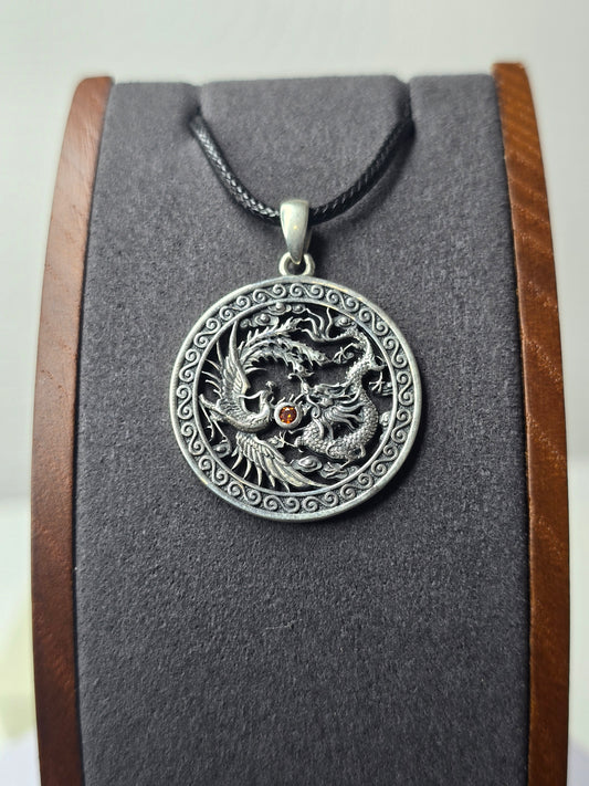 Phoenix Dragon Ruby Pendant in 925 Sterling Silver