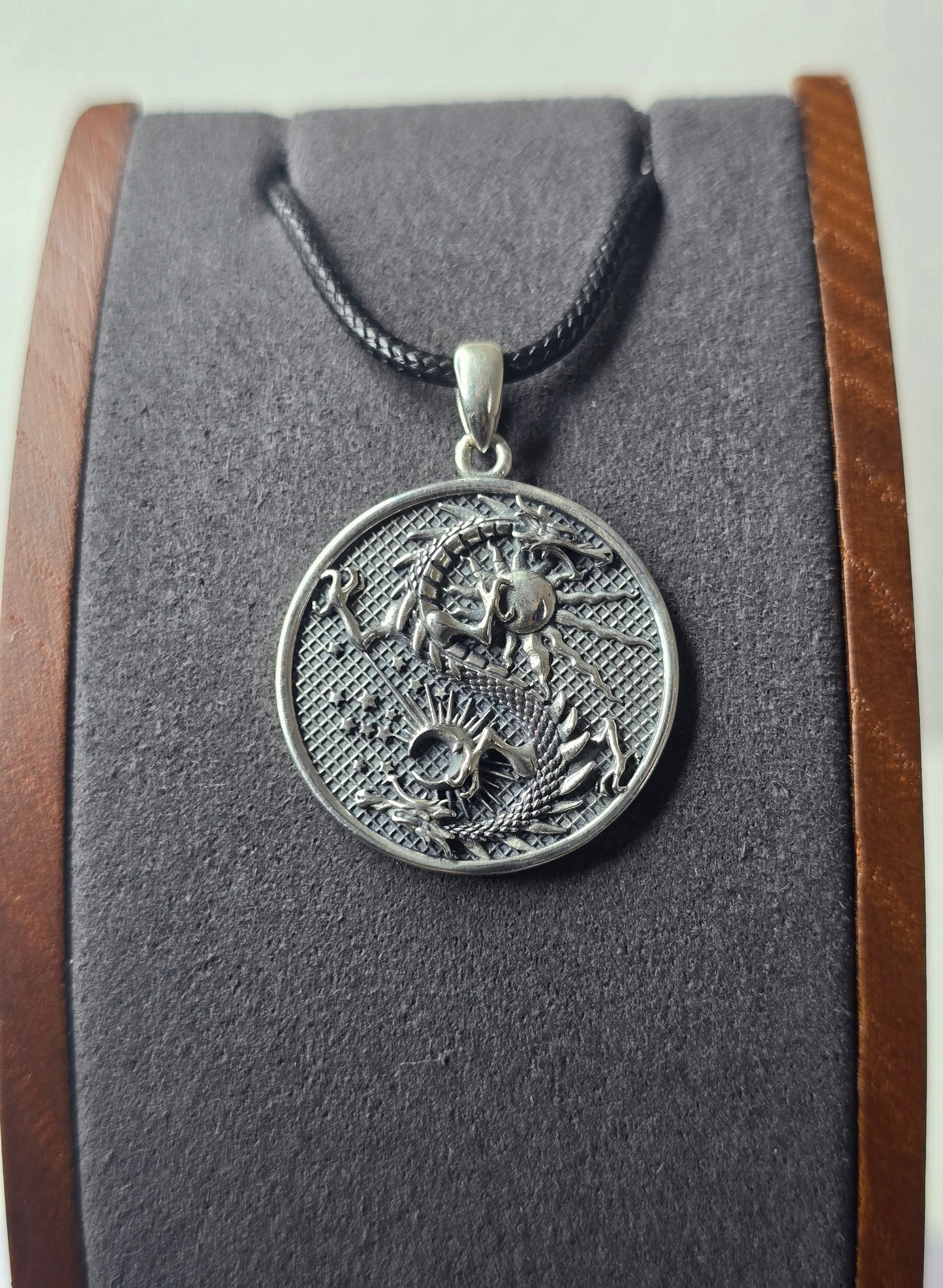 Dragon Sun Moon Pendant in 925 Sterling Silver