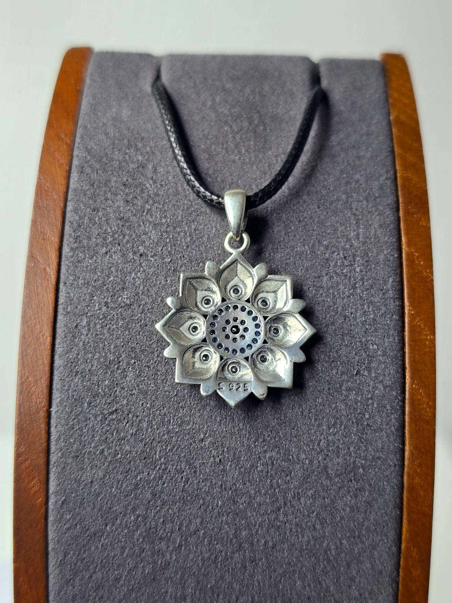 Lotus Evil Eye Pendant in 925 Sterling Silver