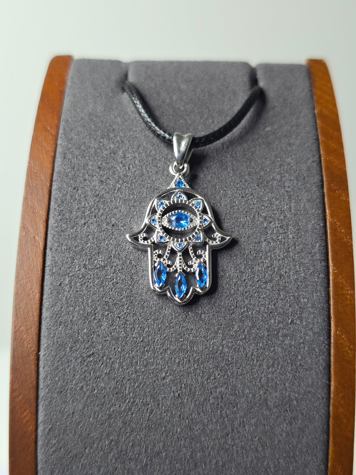 Hamsa Evil Eye Pendant in 925 Sterling Silver
