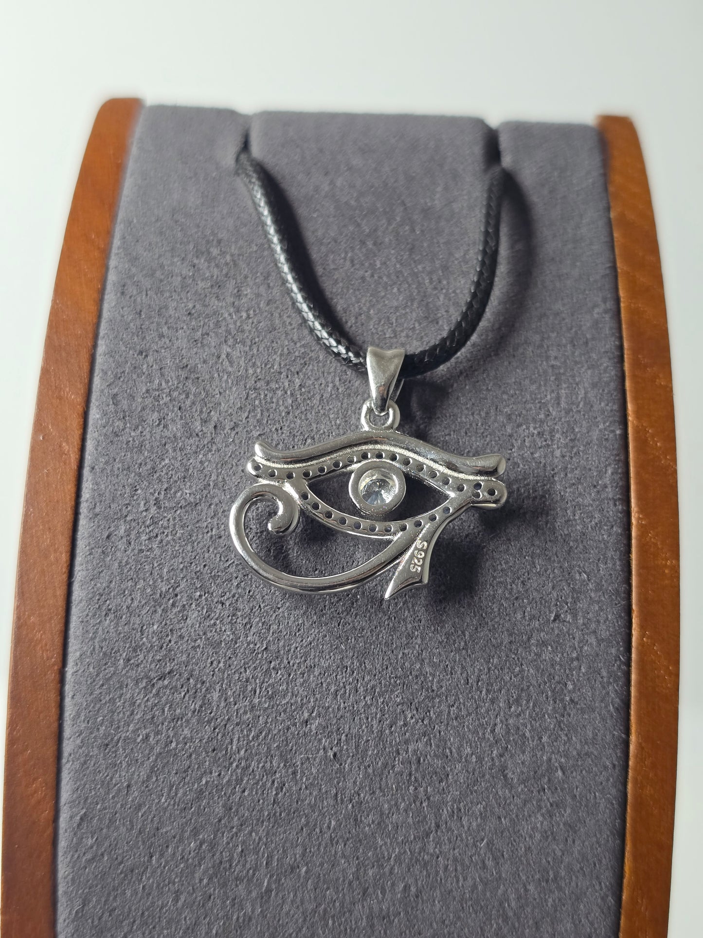 Eye of Horus Pendant in 925 Sterling Silver with Blue Crystals