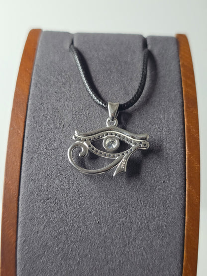 Eye of Horus Pendant in 925 Sterling Silver with Blue Crystals