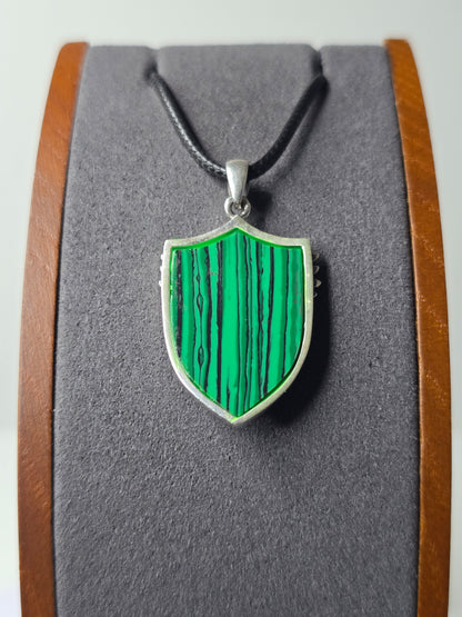 Erzengel Michael Anhänger mit Malachit Schild 925 Sterling Silber Engel 