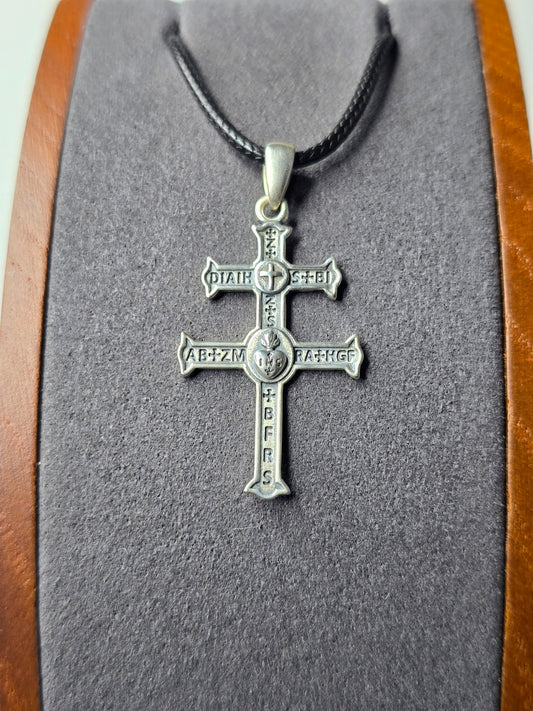 Cross of Lorraine Patriarchal Pendant in 925 Sterling Silver