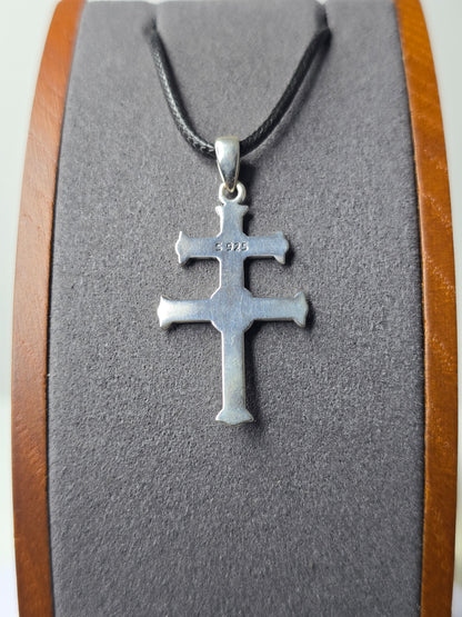 Cross of Lorraine Patriarchal Pendant in 925 Sterling Silver