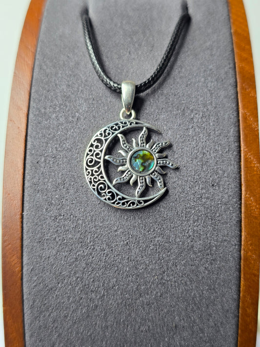 Celtic Sun Moon Pentagram Pendant in 925 Sterling Silver
