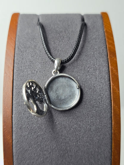 Tree of Life Photo Locket in 925 Sterling Silver with Blue Zircon