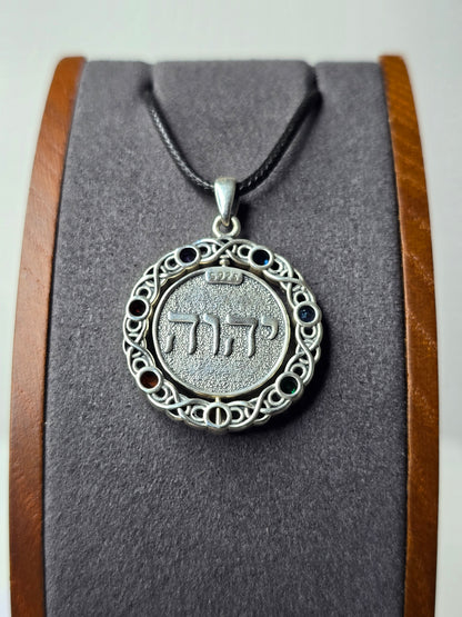Rotatable Pentagram Pendant in 925 Sterling Silver with Chakra Stones