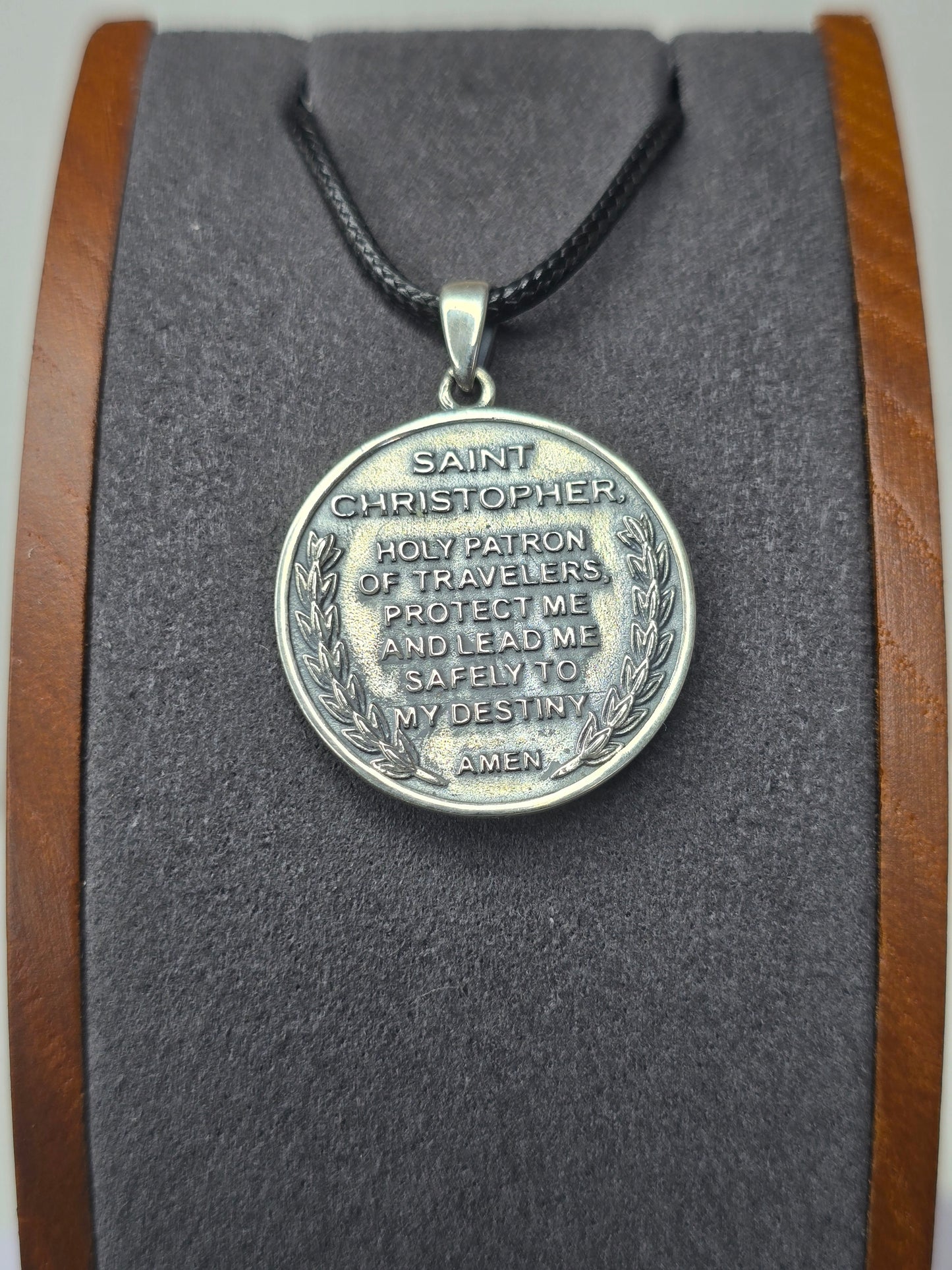 Anhänger mit Heiligem Christophorus-Medaillon, 925 Sterlingsilber, Schutz für Reisen, mit Gebetsgravur
