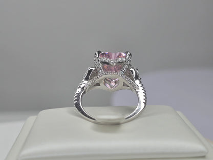 Pink Heart Moissanite Engagement Ring in 925 Sterling Silver