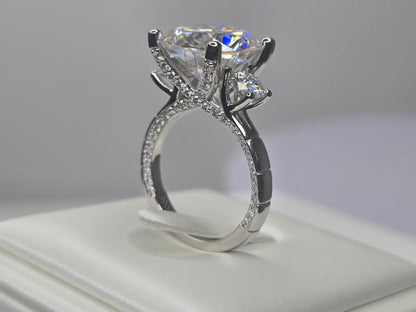 8 Carat Moissanite Engagement Ring in 925 Sterling Silver