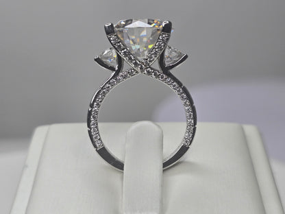 8 Carat Moissanite Engagement Ring in 925 Sterling Silver