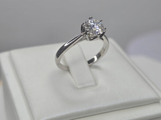 1 Carat Moissanite Engagement Ring in 925 Sterling Silver