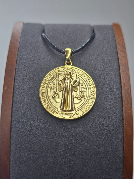 Saint Benedict Medal in 925 Sterling Silver with 18K Gold Plating