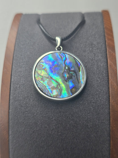 Anhänger Heiliger Christophorus, 925er Sterlingsilber, mit Abalone-Inlay für Reiseschutz und Glauben