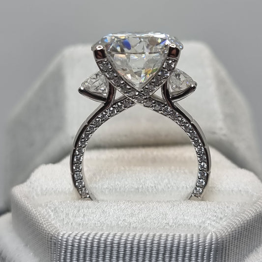 8 Carat Moissanite Elegant Engagement Ring 925 Sterling Silver Classic 