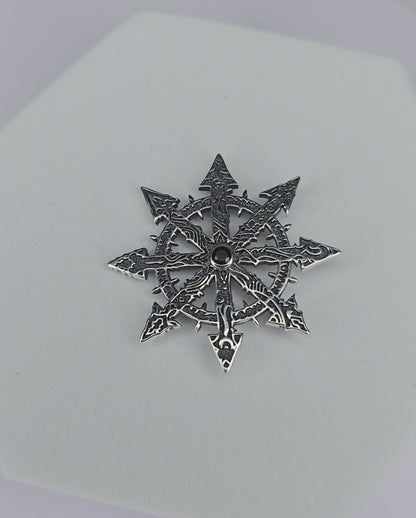 Chaosstern-Anhänger 925 Sterlingsilber mit schwarzem Onyx für mystische Kraft und Transformation