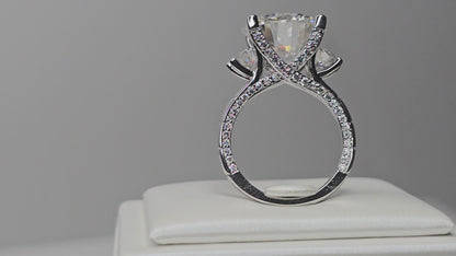 8 Karat Moissanit Eleganter Verlobungsring 925 Sterling Silber Klassisch 