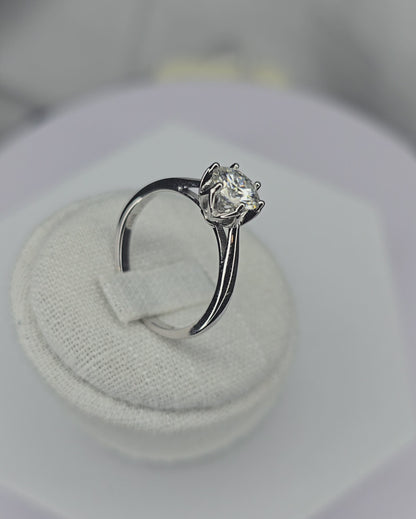1 Carat Moissanite Engagement Ring in 925 Sterling Silver