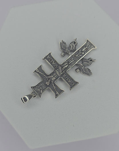 Pendentif croix Caravaca en argent sterling 925 avec anges, amulette religieuse catholique