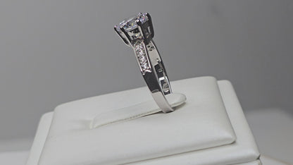 Moissanite Engagement Ring 925 Sterling Silver Round Cut Pavé Band size 6