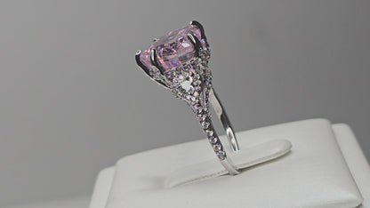 Pink Heart Moissanite Engagement Ring in 925 Sterling Silver